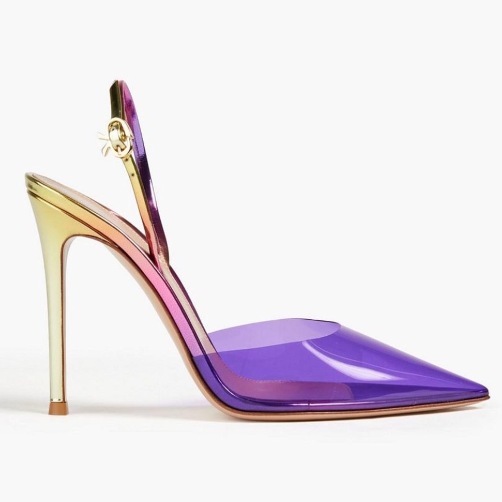 Gianvito Rossi Purple and Gold Heels